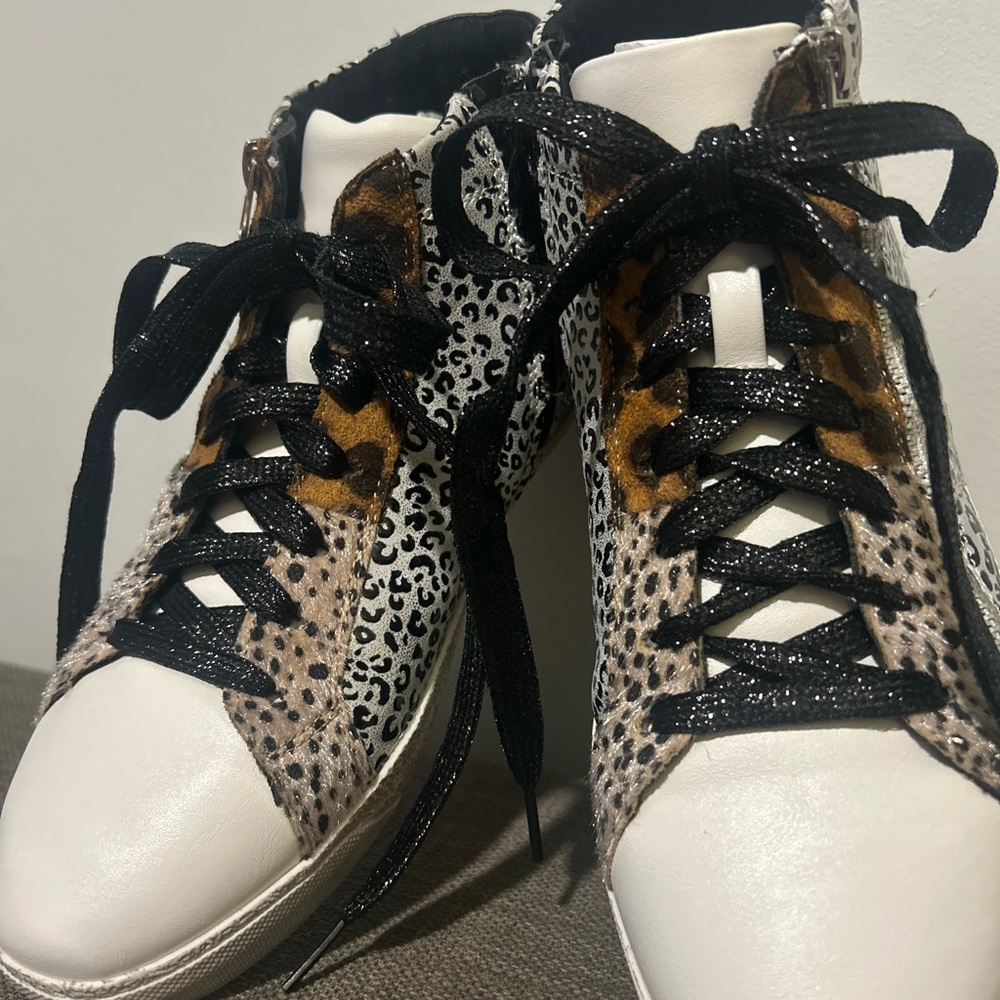 Ninety Union Leopard Print High-Top Sneakers - Picture 3 of 10